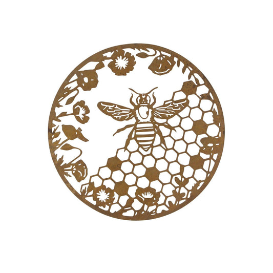 Round Bee Metal Garden Wall Art - The Farthing