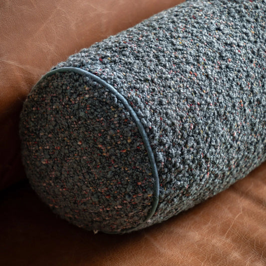 Round Boucle Charcoal Fleck Cushion 4