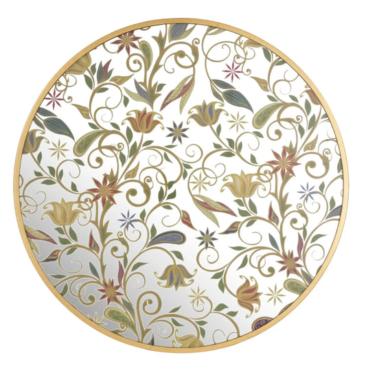 Decorative plate with floral and vine pattern on a white background