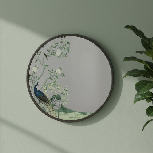 Round Decorative Peacock Wall Mirror