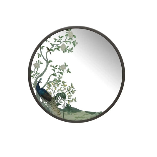 Round Decorative Peacock Wall Mirror