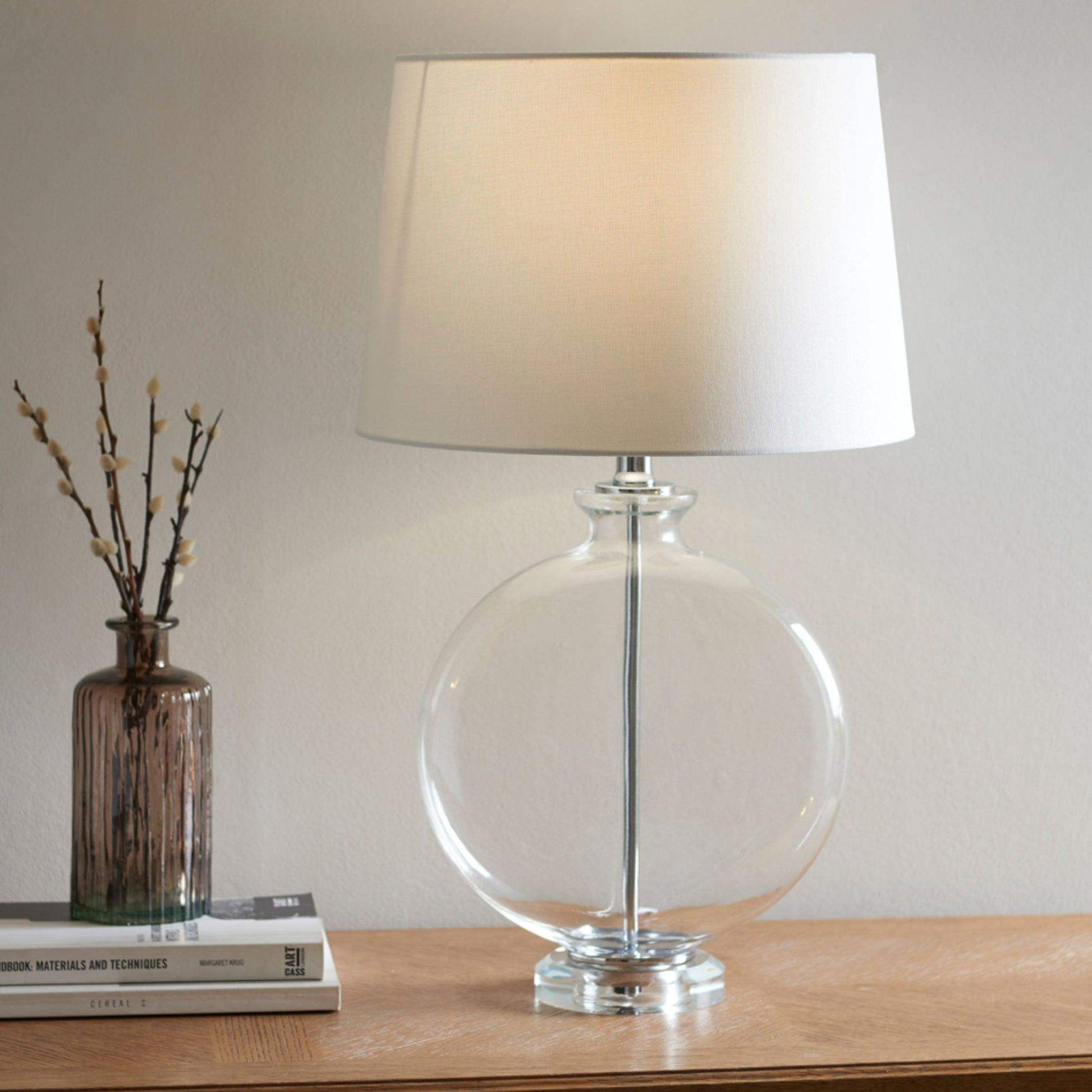 Round Glass Table Lamp & Shade - The Farthing