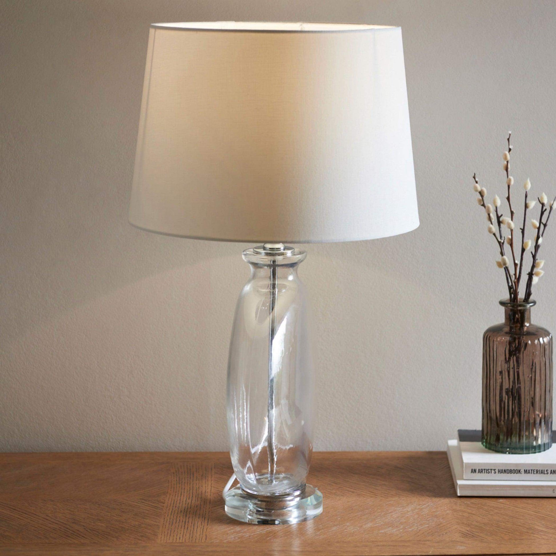 Round Glass Table Lamp & Shade - The Farthing