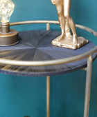 Round Gold Drinks Trolley on Wheels - The Farthing
