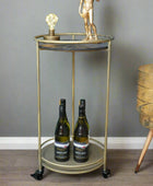 Round Gold Drinks Trolley on Wheels - The Farthing