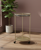 Round Gold Drinks Trolley on Wheels 2
