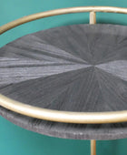 Round Gold Drinks Trolley on Wheels - The Farthing