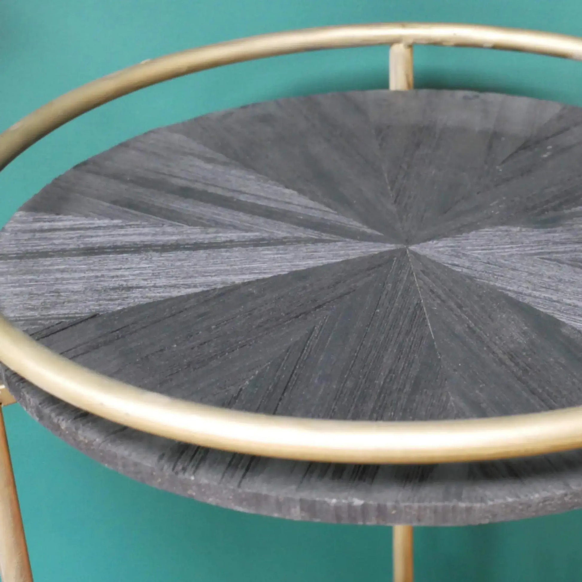 Round Gold Drinks Trolley on Wheels - The Farthing