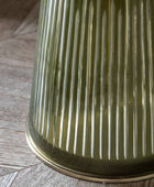 Round Green Glass Base Marble Topped Side Table 1