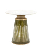 Round Green Glass Base Marble Topped Side Table 2