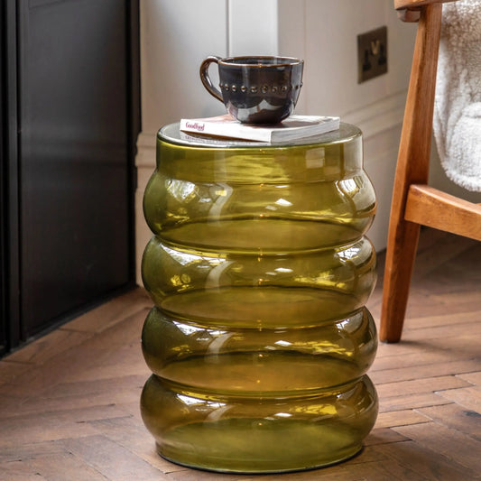 Round Green Glass Bubble Side Table | FARTHING 1