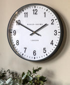 Round Grey Frame White Face Wall Clock 40cm 4