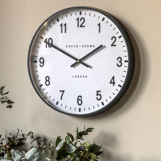 Round Grey Frame White Face Wall Clock 40cm 4