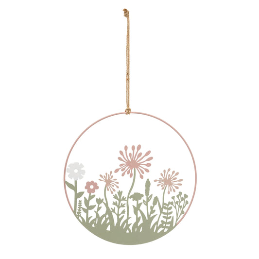 Round Hanging Allium Silhouette Garden Wall Art