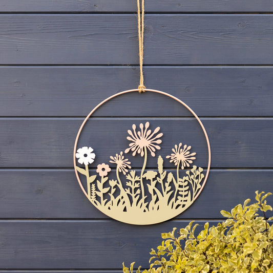 Round Hanging Allium Silhouette Garden Wall Art 2