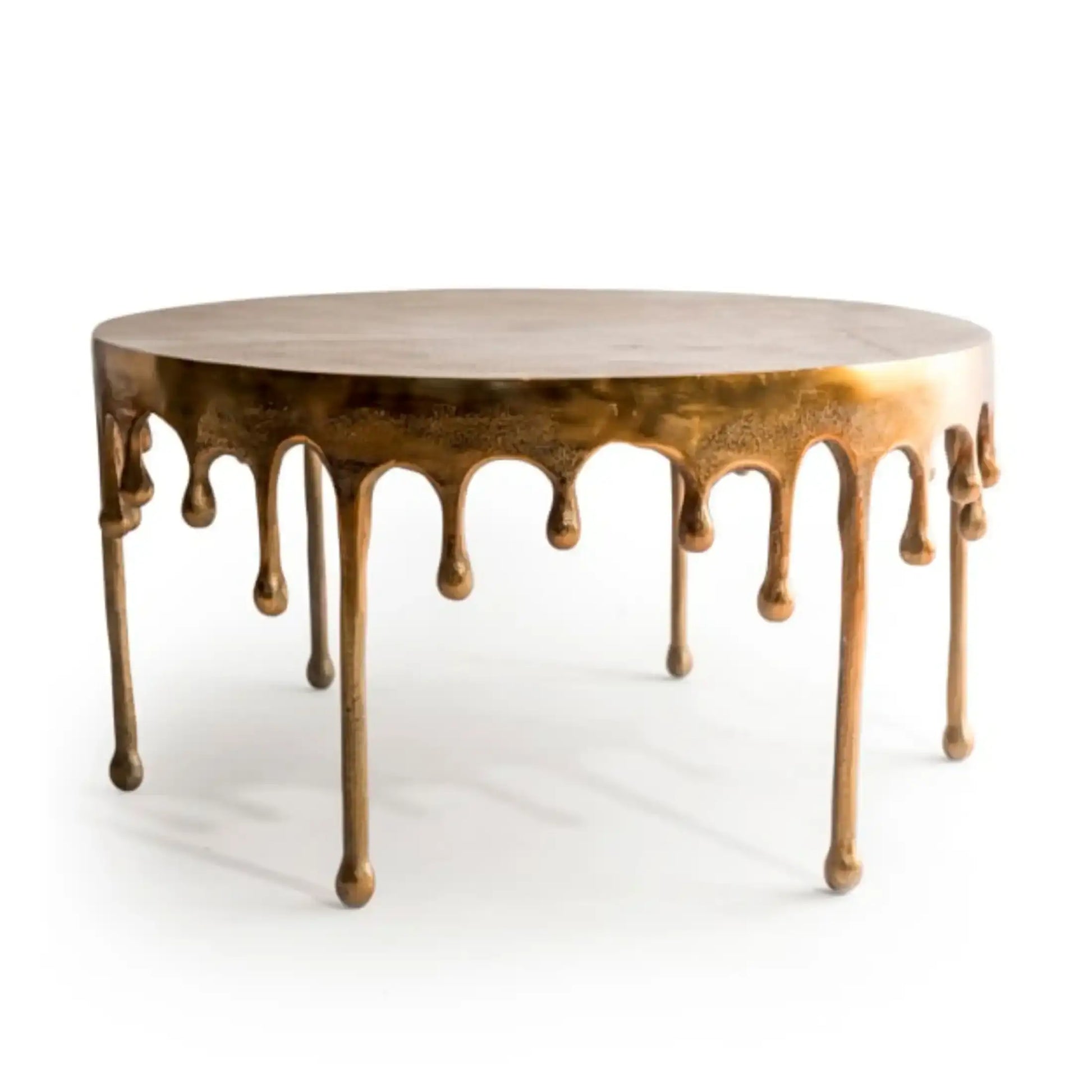 Bronze coffee table with a unique design on a white background