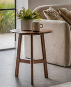 Round Mid Century Styled Walnut Side Table | FARTHING