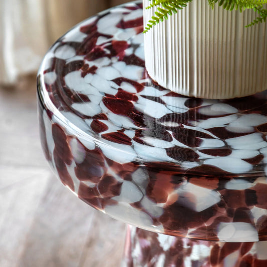 Round Mottled Glass Side Table