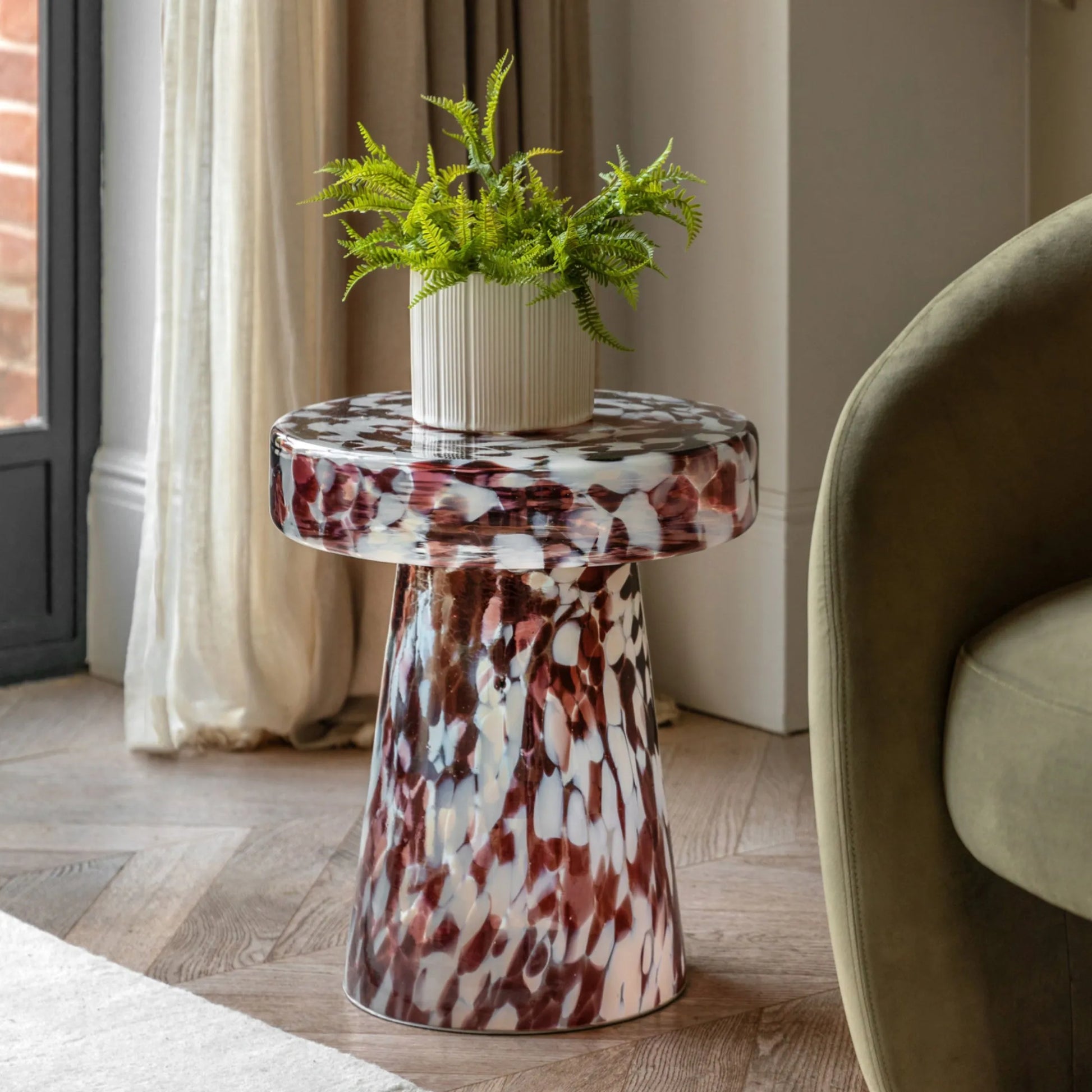 Round Mottled Glass Side Table 2