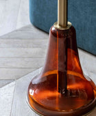 Round Orange Glass Base Marble Topped Side Table 4