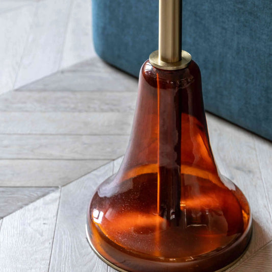 Round Orange Glass Base Marble Topped Side Table 4