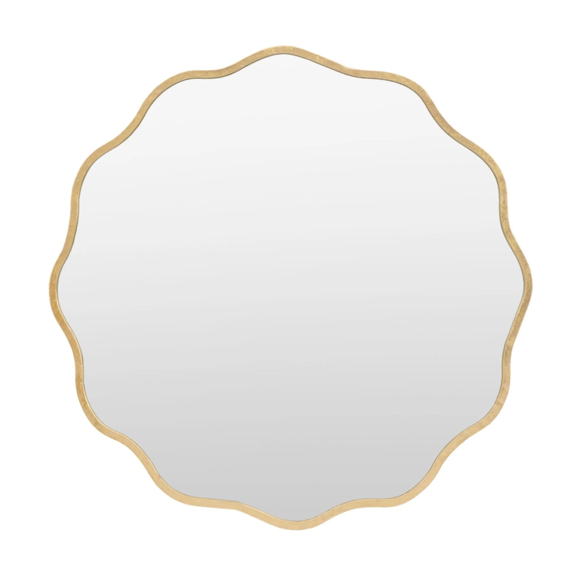 Round Rustic Gold Wavy Edge Wall Mirror 2