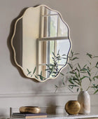 Round Rustic Gold Wavy Edge Wall Mirror 6