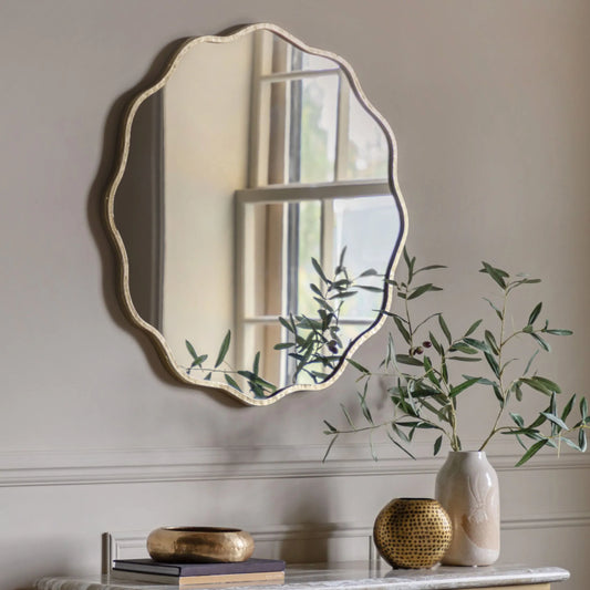 Round Rustic Gold Wavy Edge Wall Mirror 6