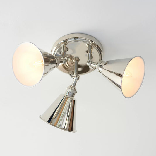 Round Shiny Nickel Trio Ceiling Spot Light 3