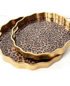 Round Wavy Edge Leopard Print Tray Set