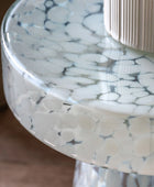 Round White Mottled Glass Side Table 1