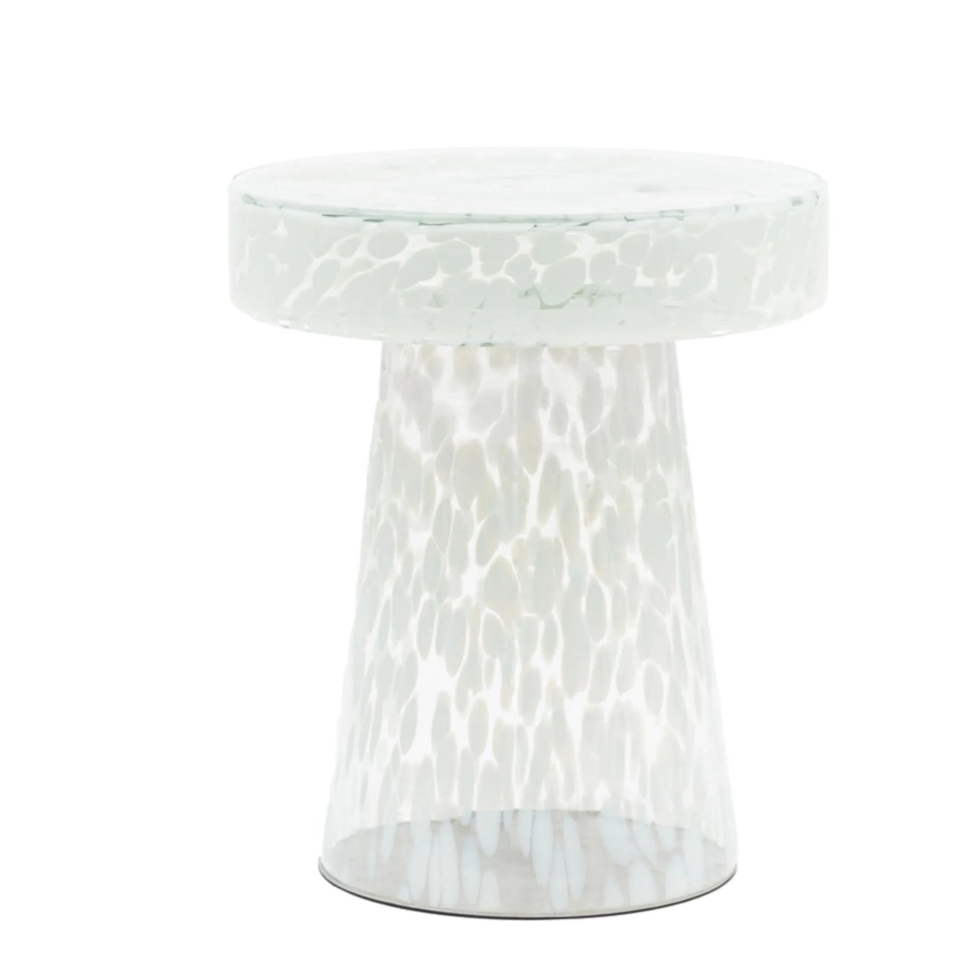 Round White Mottled Glass Side Table 4