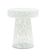 Round White Mottled Glass Side Table 4