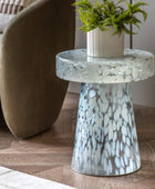 Round White Mottled Glass Side Table 54