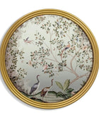 Round Decorative Gold Frame Bird & Floral Wall Mirror