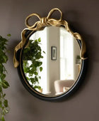 Round Gold Bow Wall Mirror