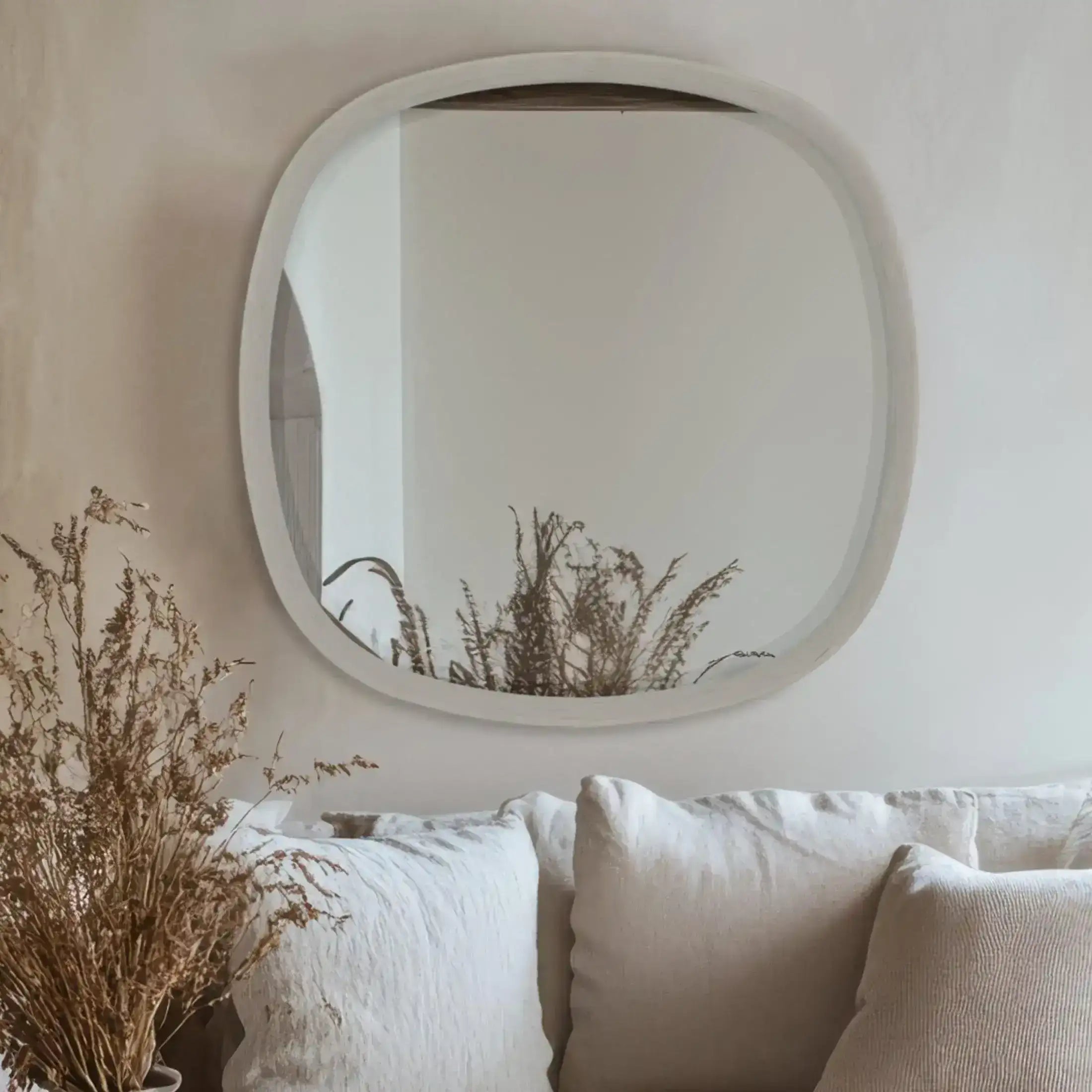 Rounded Edge Square Taupe Mirror | Mirrors at the Farthing