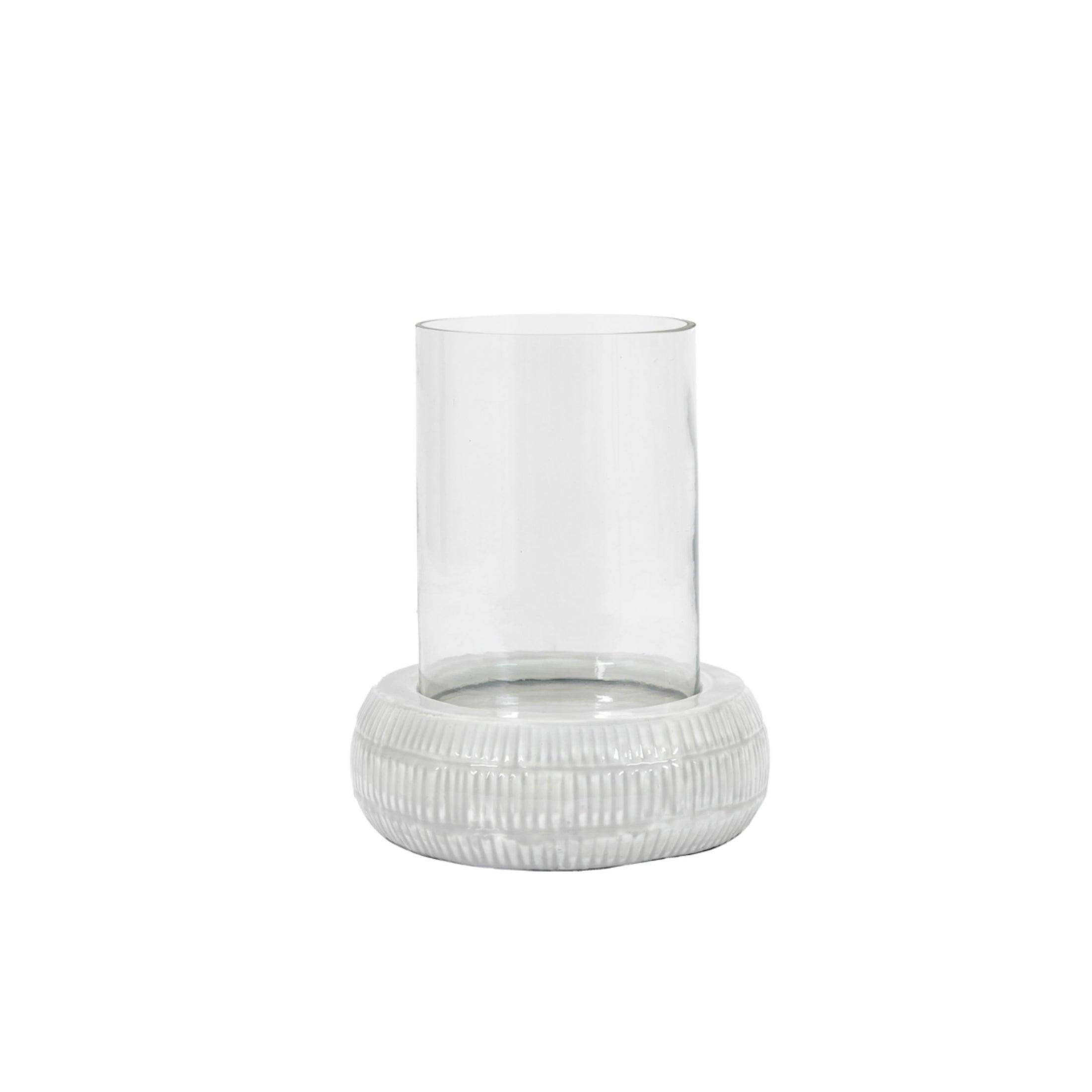 Rounded Grey Base candle Lantern - The Farthing