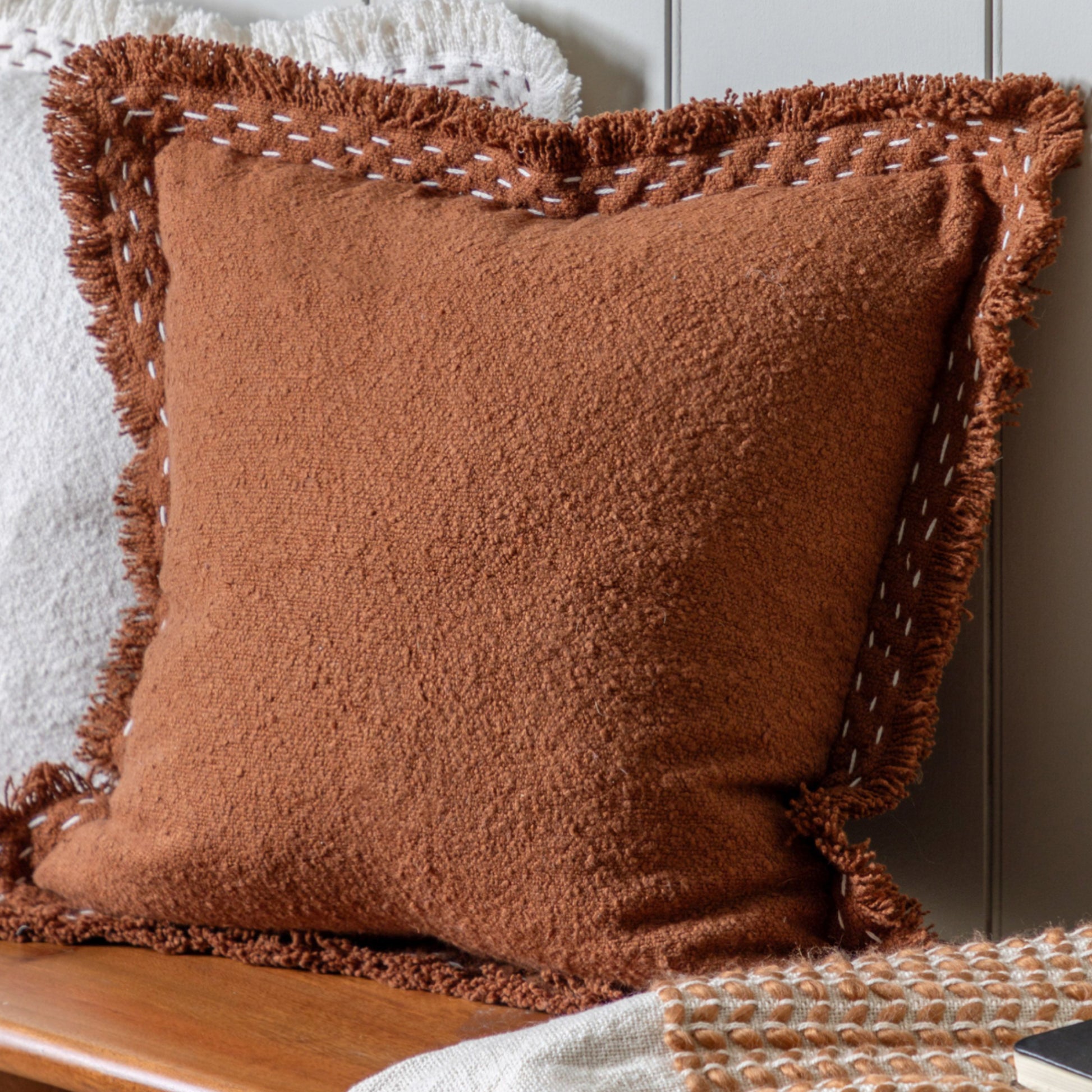 Rust Feathered Edge Cushion 5