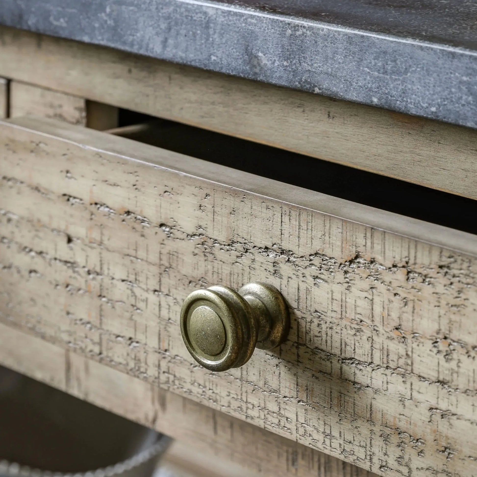 Rustic American Pine Marble Top Console Table | FARTHING 6