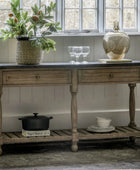 Rustic American Pine Marble Top Console Table | FARTHING 2