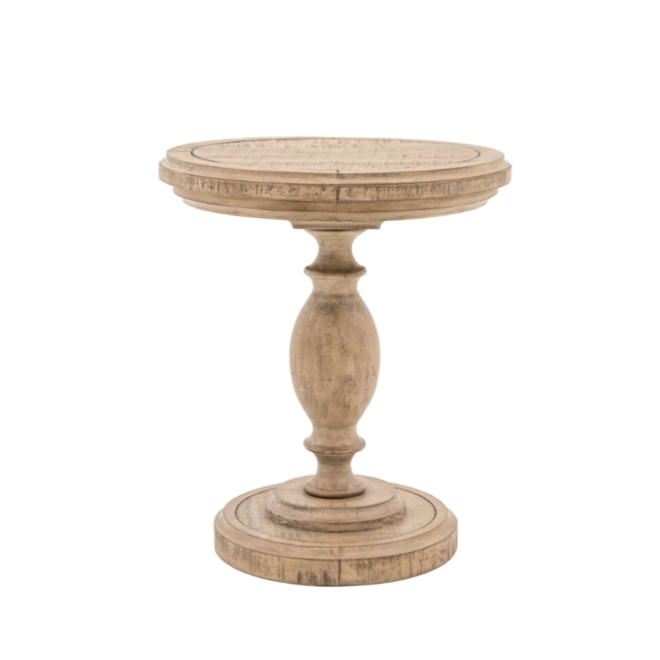 Rustic American Pine Round Side Table
