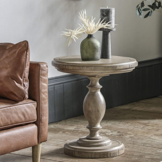 Rustic American Pine Round Side Table - The Farthing