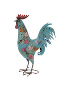 Rustic Blue Metal Cockerel Garden Ornament - The Farthing