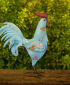 Rustic Blue Metal Cockerel Garden Ornament - The Farthing