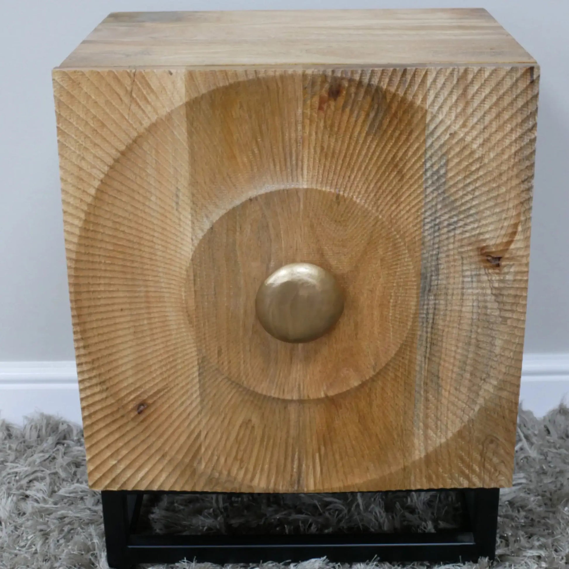 Rustic Circular Ribbed Wood Cabinet 44