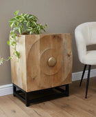 Rustic Circular Ribbed Wood Cabinet