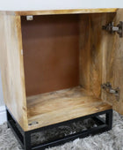 Rustic Circular Ribbed Wood Cabinet 1