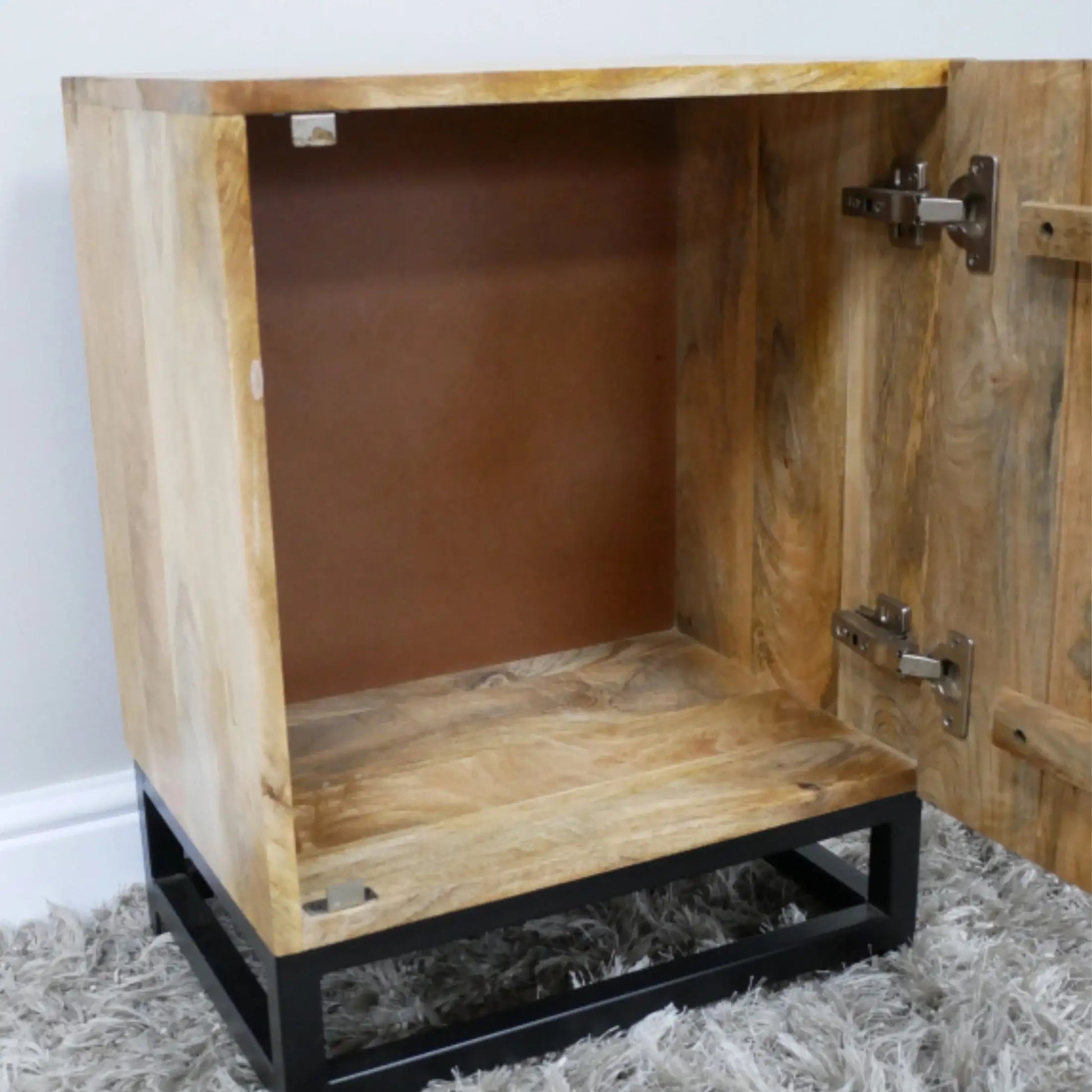 Rustic Circular Ribbed Wood Cabinet 1