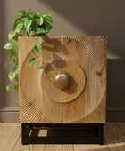 Rustic Circular Ribbed Wood Cabinet